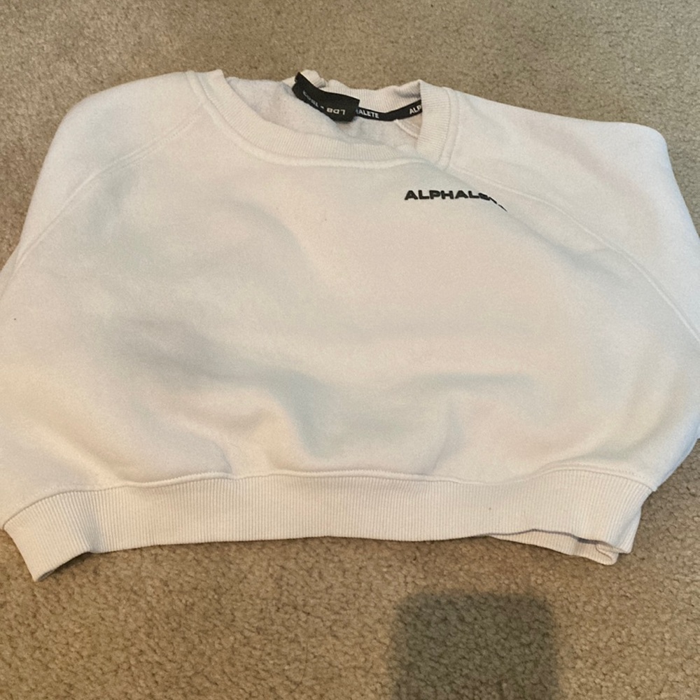 White Alphalete Cropped Womens Crew Neck Sweatshirt